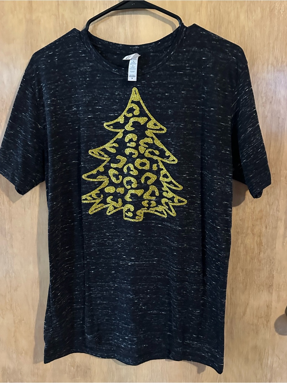 Bella Canvas Black Short Sleeve Tee with Gold Leopard Tree